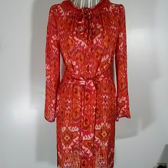 Tory Burch Dresses & Skirts - Tory Burch silk blend dress. Orange print. Size 8